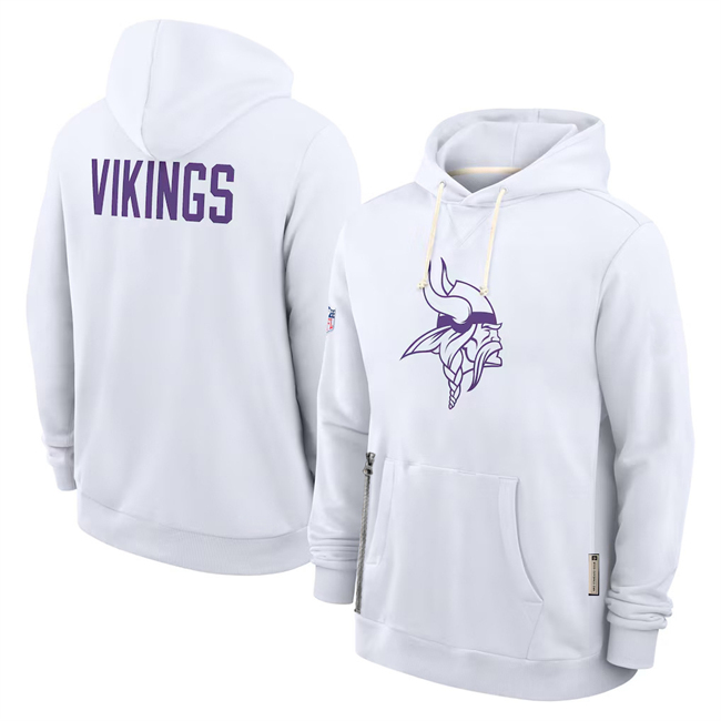 Men's White Minnesota Vikings Sideline Standard Issue Initial Home Dri-FIT Pullover Hoodie